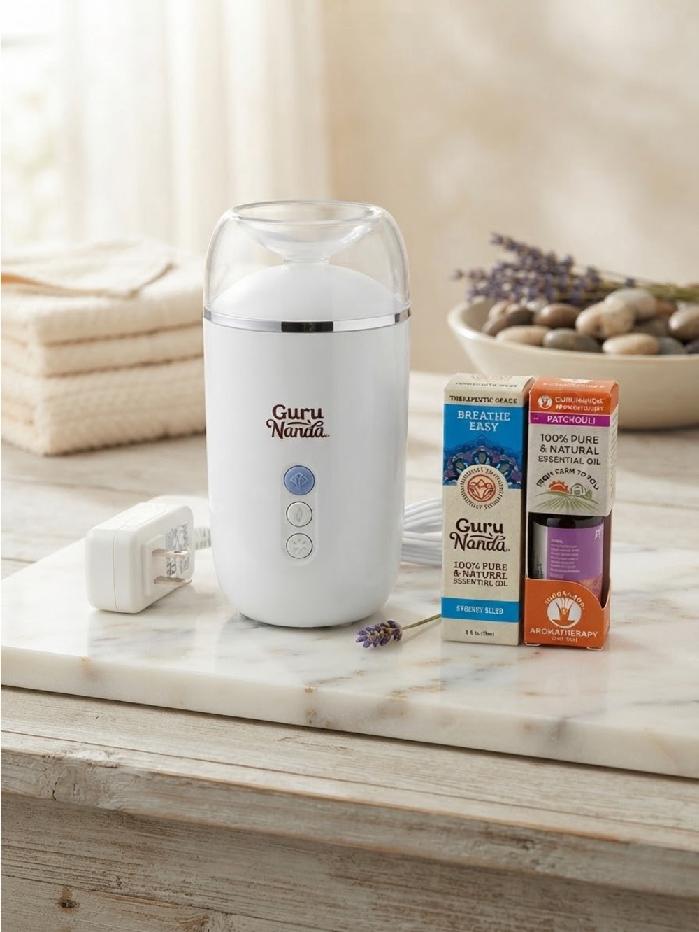 Gurunanda Aromatherapy set light up Diffuser mister with 2 new essential oils